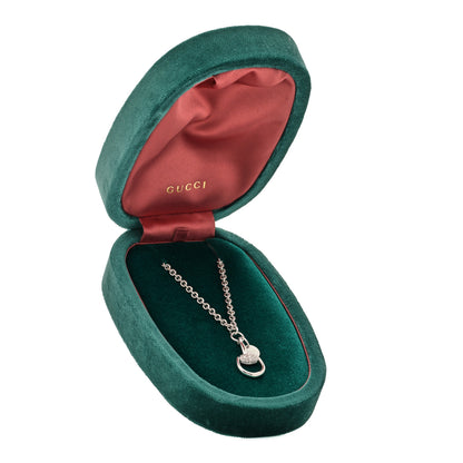 Gucci 18K White Gold Diamond Horsebit Pendant Necklace 6 of 6