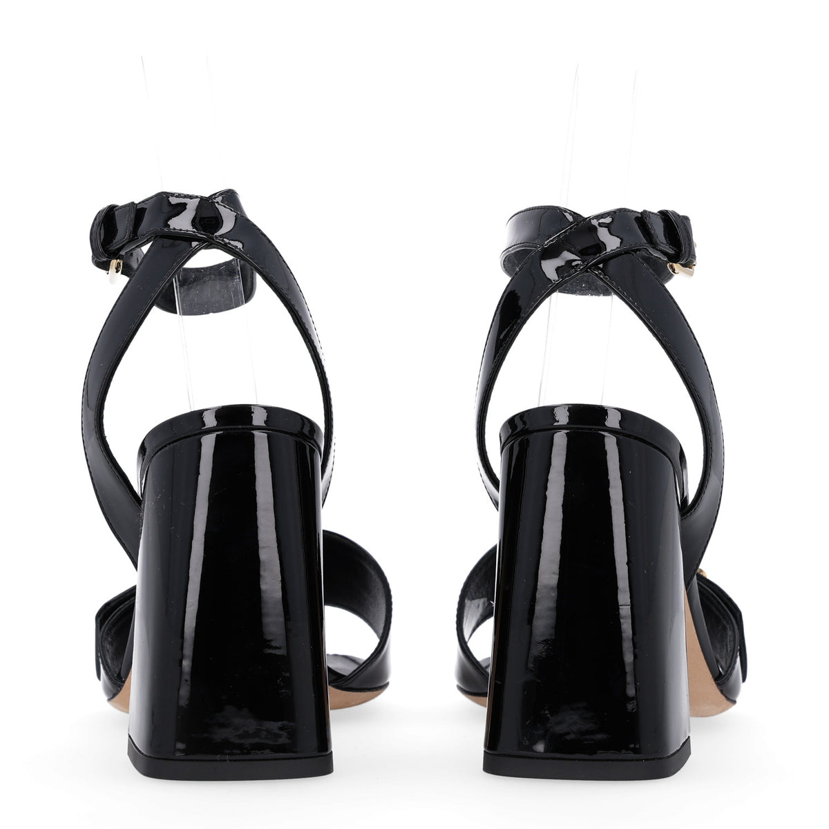 Patent Calfskin Shake Sandals 36 Black