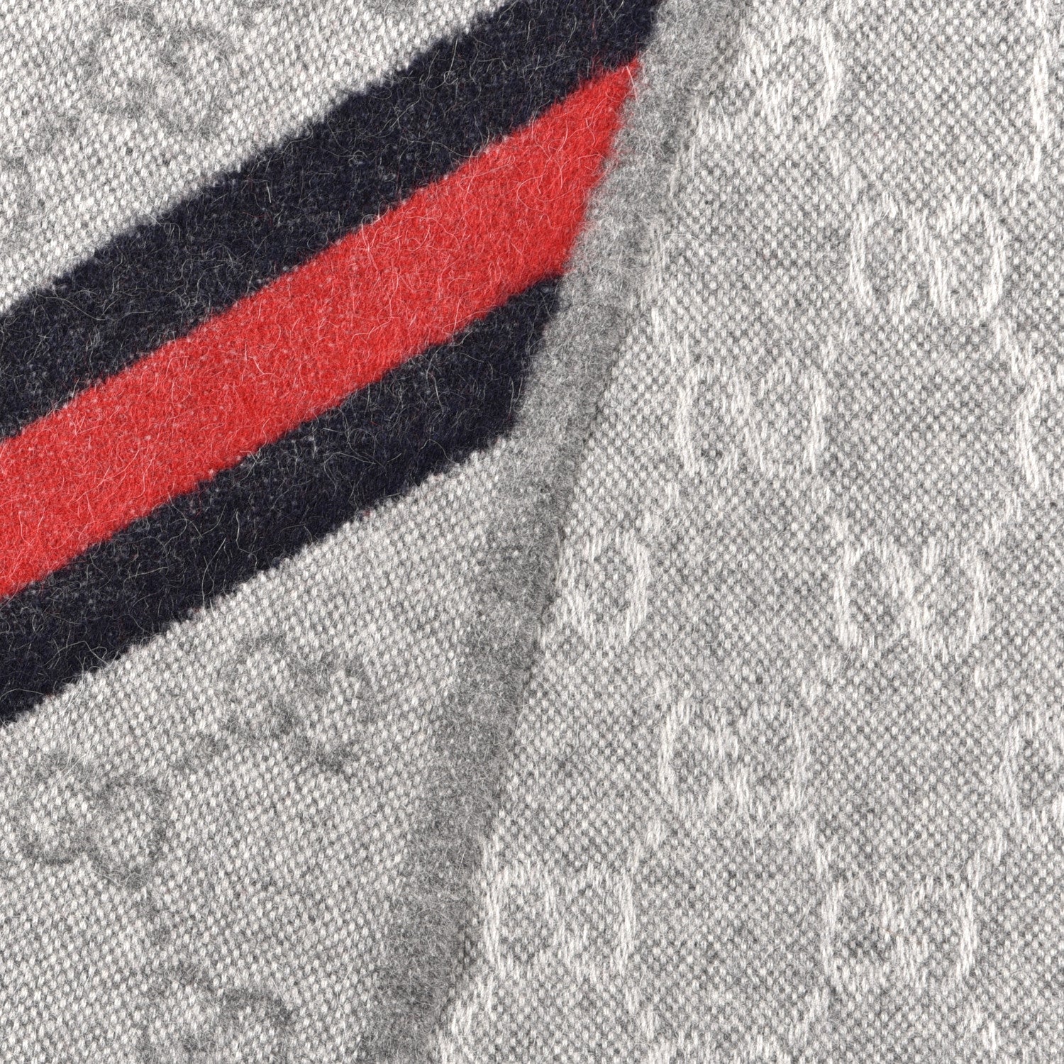 Gucci Wool Angora Monogram Web New Nikky Scarf Zinc Blue 3 of 5