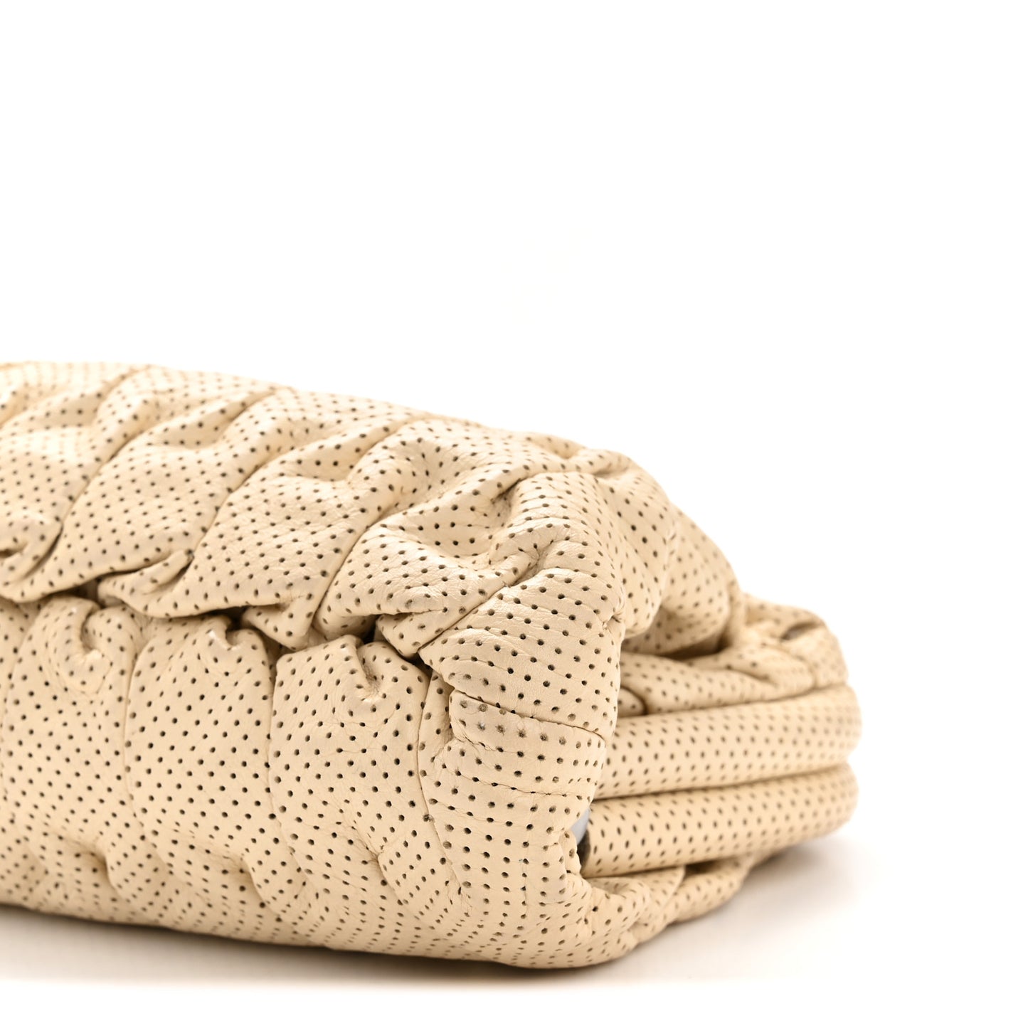 Lambskin Perforated Clutch Light Beige