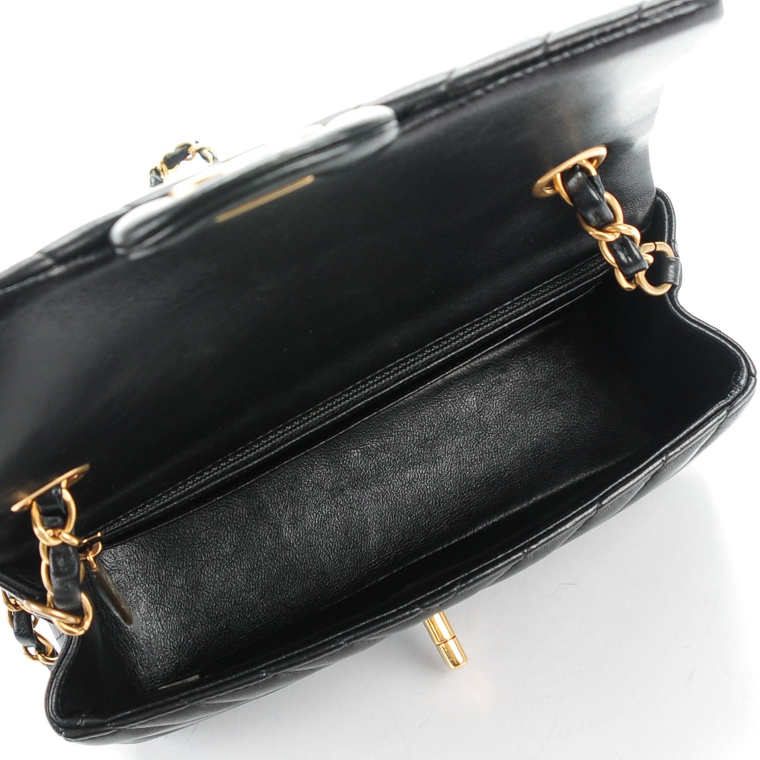 Chanel Lambskin Chevron Quilted Mini Rectangular Flap Black 5 of 8