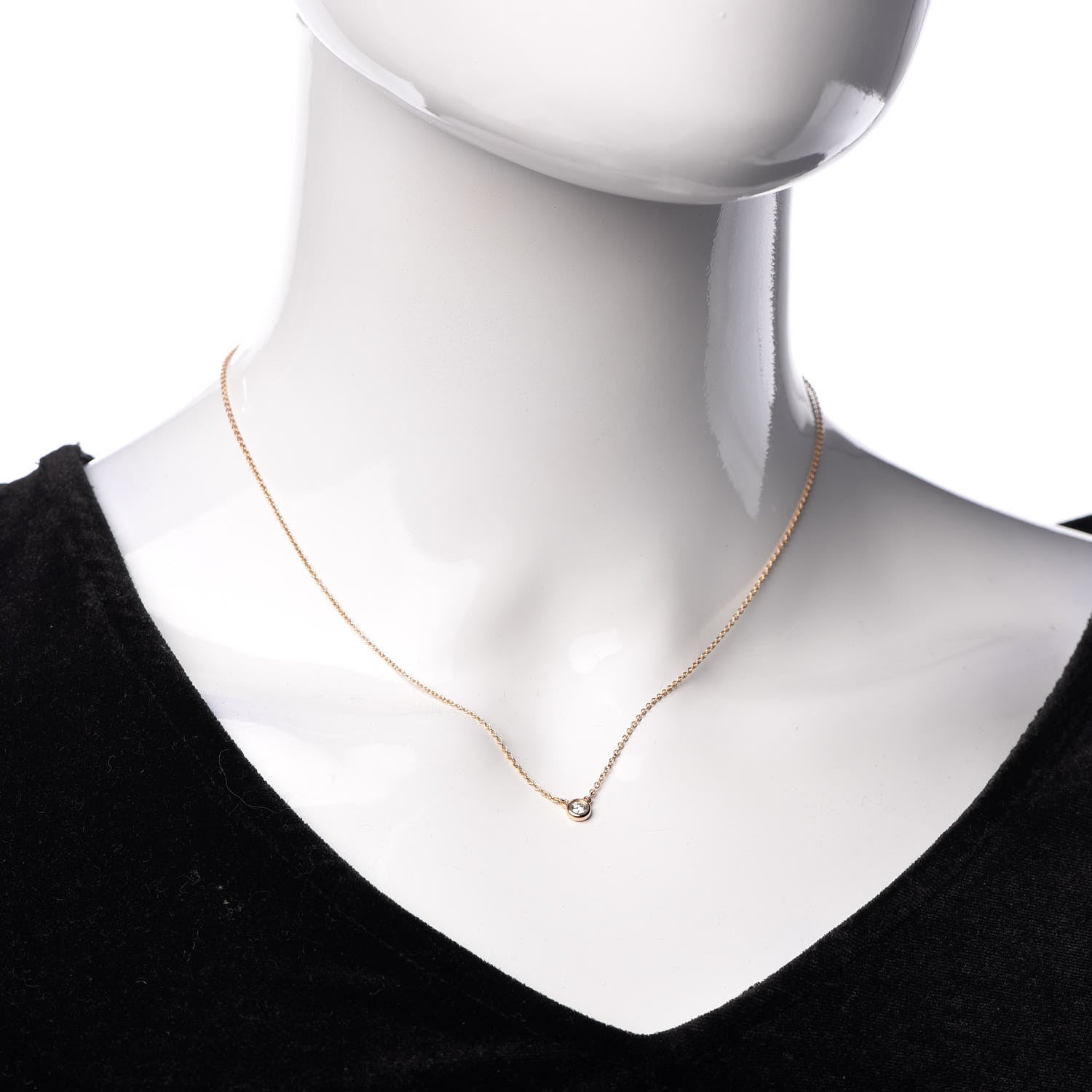 Tiffany 18K Rose Gold Diamond .07ct Elsa Peretti Diamonds by the Yard Pendant Necklace 2 of 9