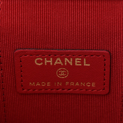 Chanel Lambskin Quilted Top Handle Mini Vanity Case With Chain Red 6 of 13