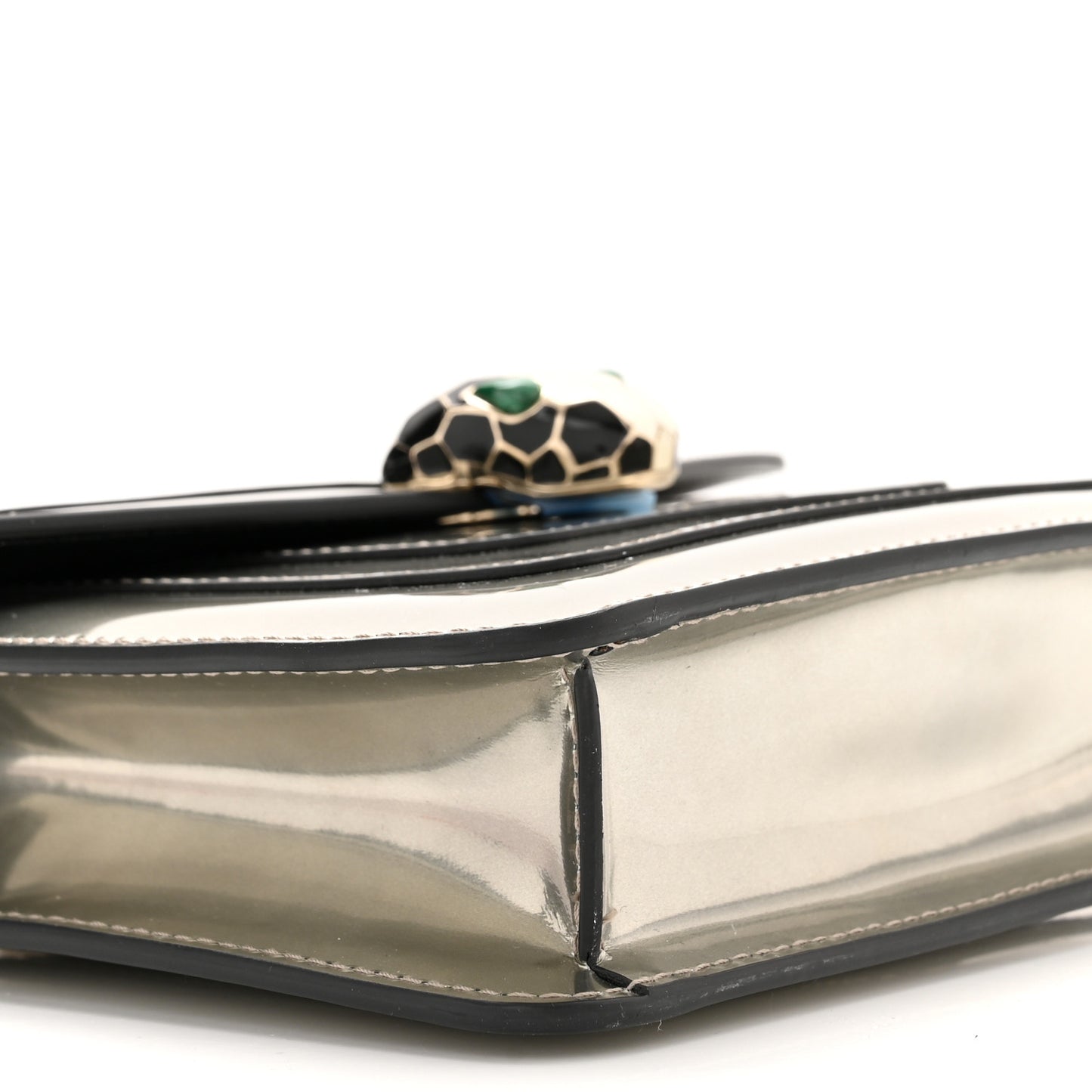 Metallic Calfskin Small Serpenti Forever Snake Strap Crossbody Bag Silver