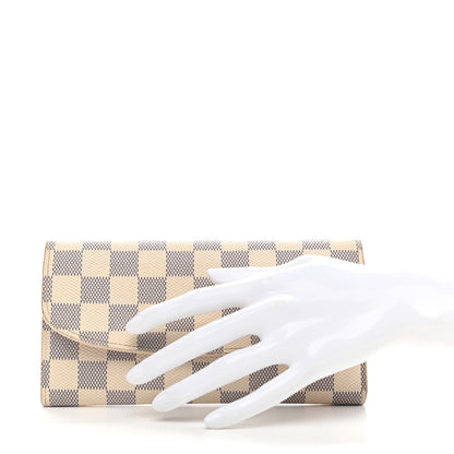 Louis Vuitton Damier Azur Emilie Wallet Rose Ballerine 2 of 8