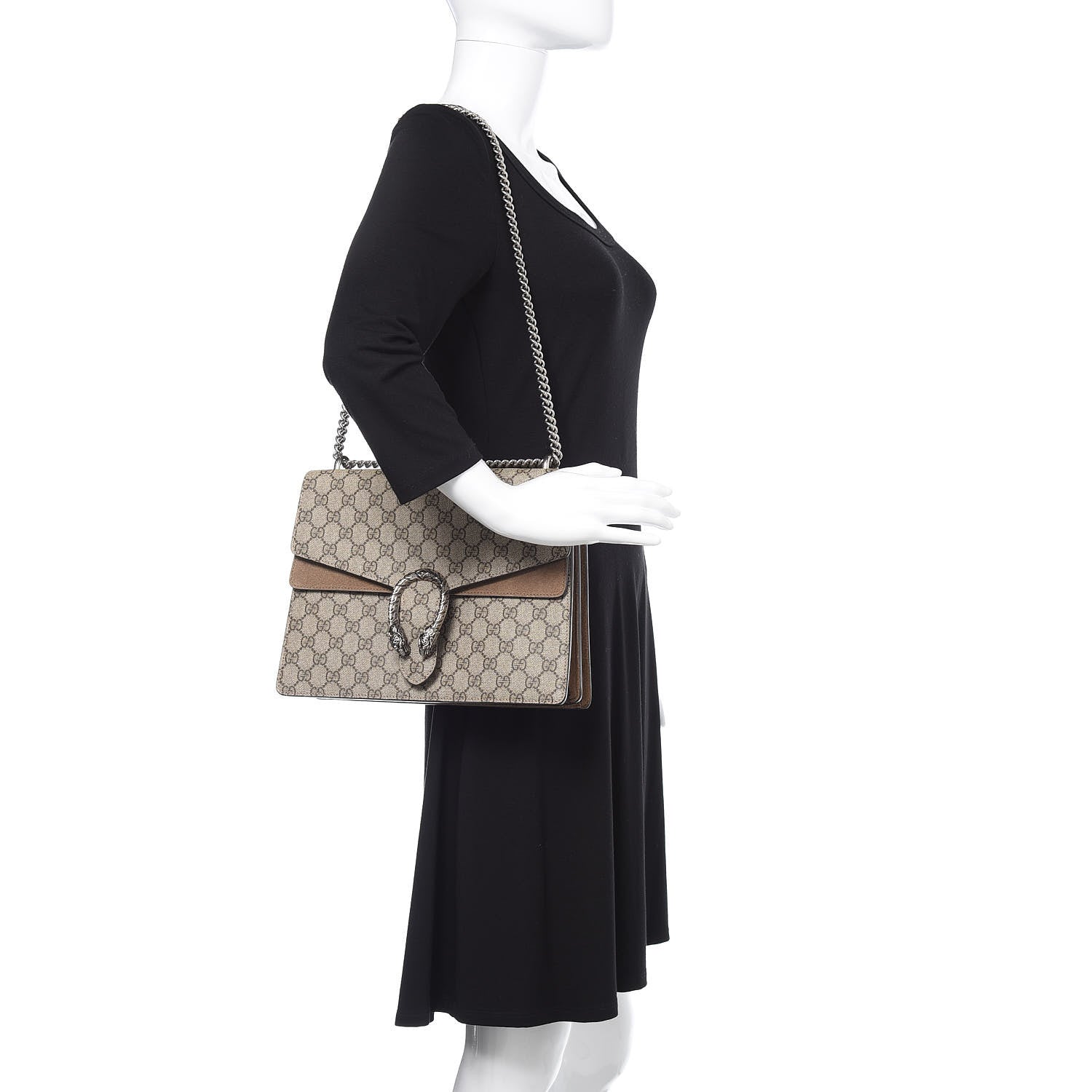 Gucci GG Supreme Monogram Medium Dionysus Shoulder Bag Taupe 2 of 13