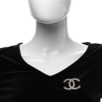 Chanel Swarovski Crystal Large CC Brooch Silver 2 of 6