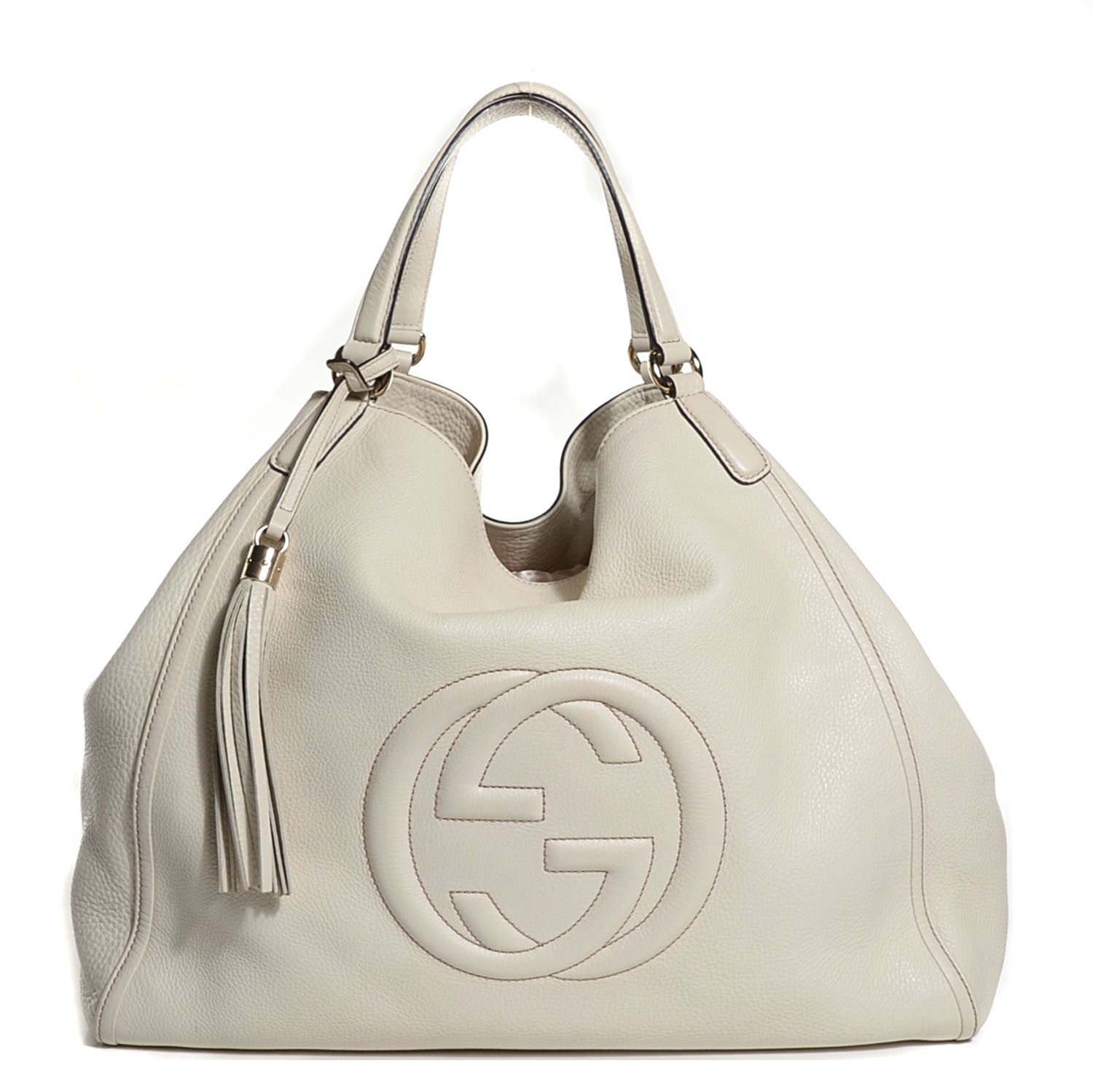 Gucci Pebbled Calfskin Large Soho Shoulder Bag Off White 1 of 7