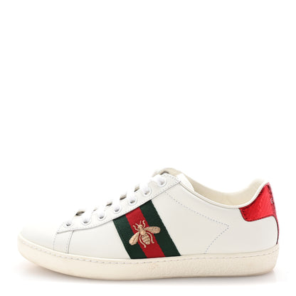 Gucci Calfskin Ayers Bee Embroidered Womens Ace Sneakers 36 White Green 1 of 11