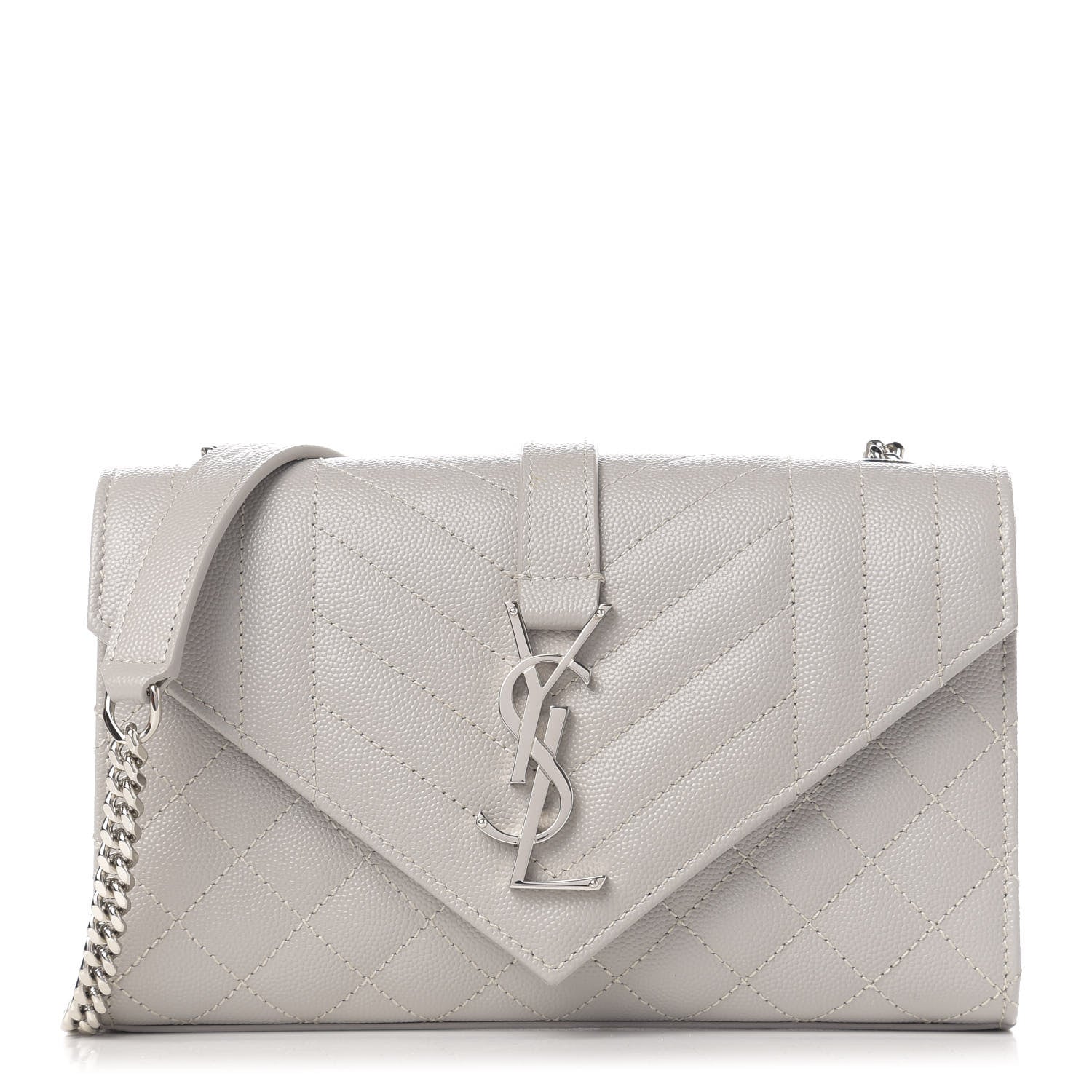 Saint Laurent Grain De Poudre Textured Mixed Matelasse Triquilt Small Monogram Satchel Optical White 1 of 10