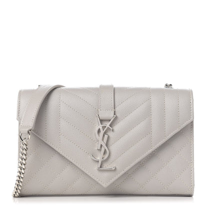 Saint Laurent Grain De Poudre Textured Mixed Matelasse Triquilt Small Monogram Satchel Optical White 1 of 10