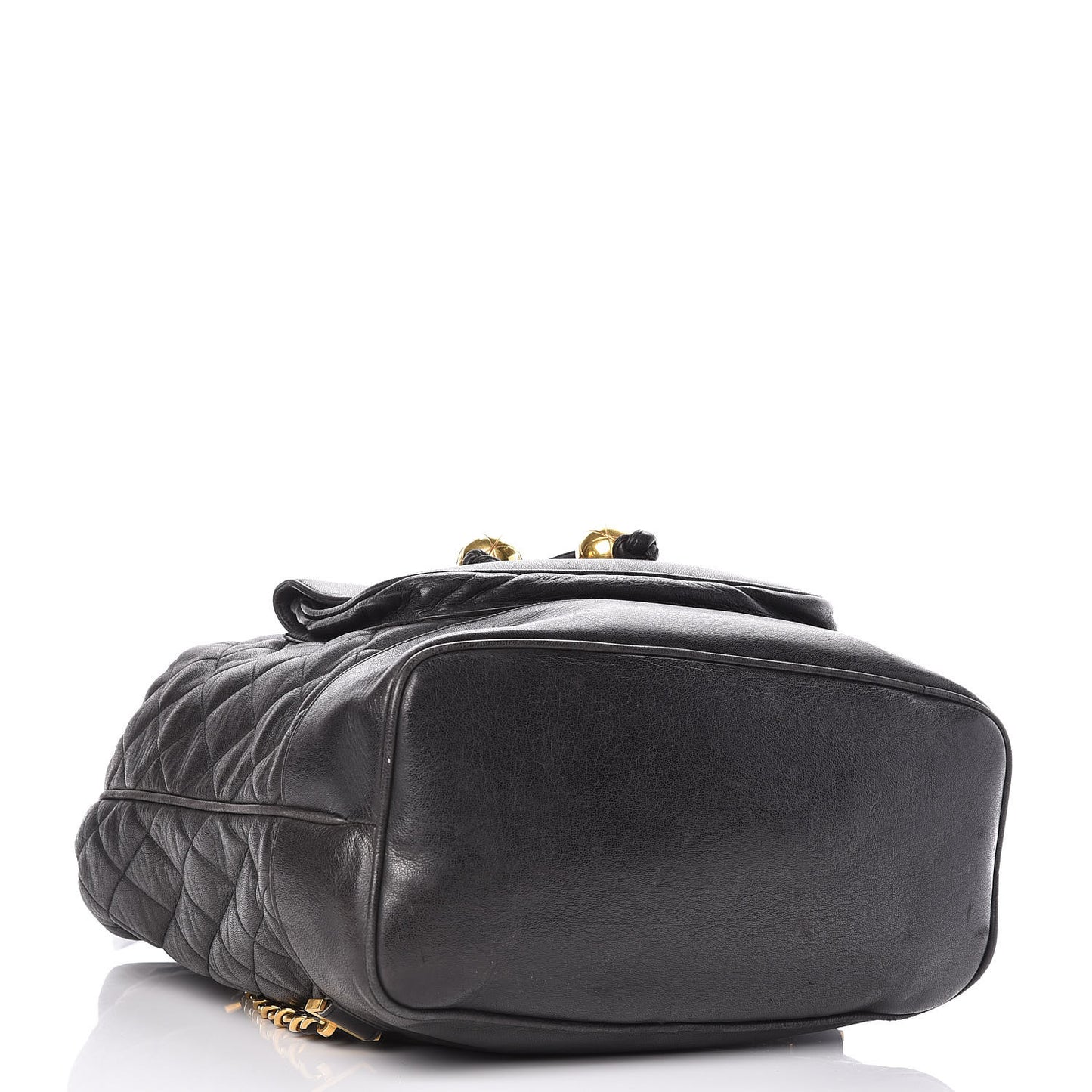 Lambskin Quilted Drawstring Backpack Black