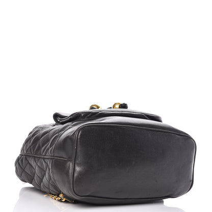 Chanel Lambskin Quilted Drawstring Backpack Black 4 of 15
