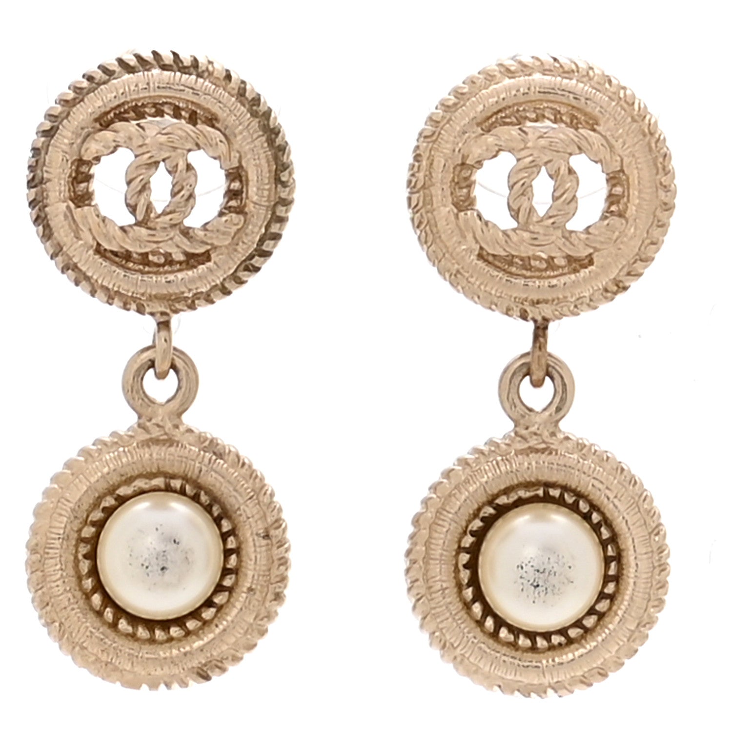 Chanel Pearl CC Dangle Earrings Gold 1 of 5