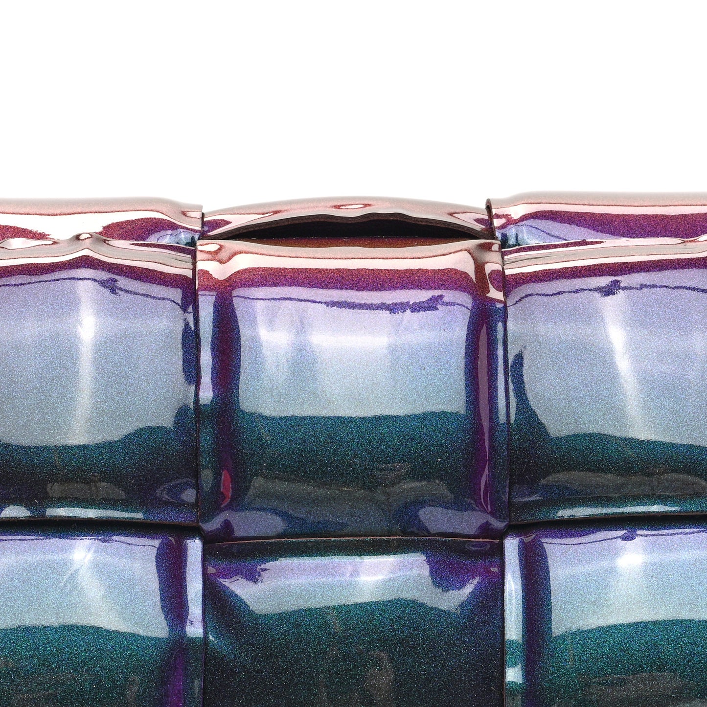 Glossy Nail Polish Nappa Maxi Intreccio Padded Cassette Crossbody Bag Holographic