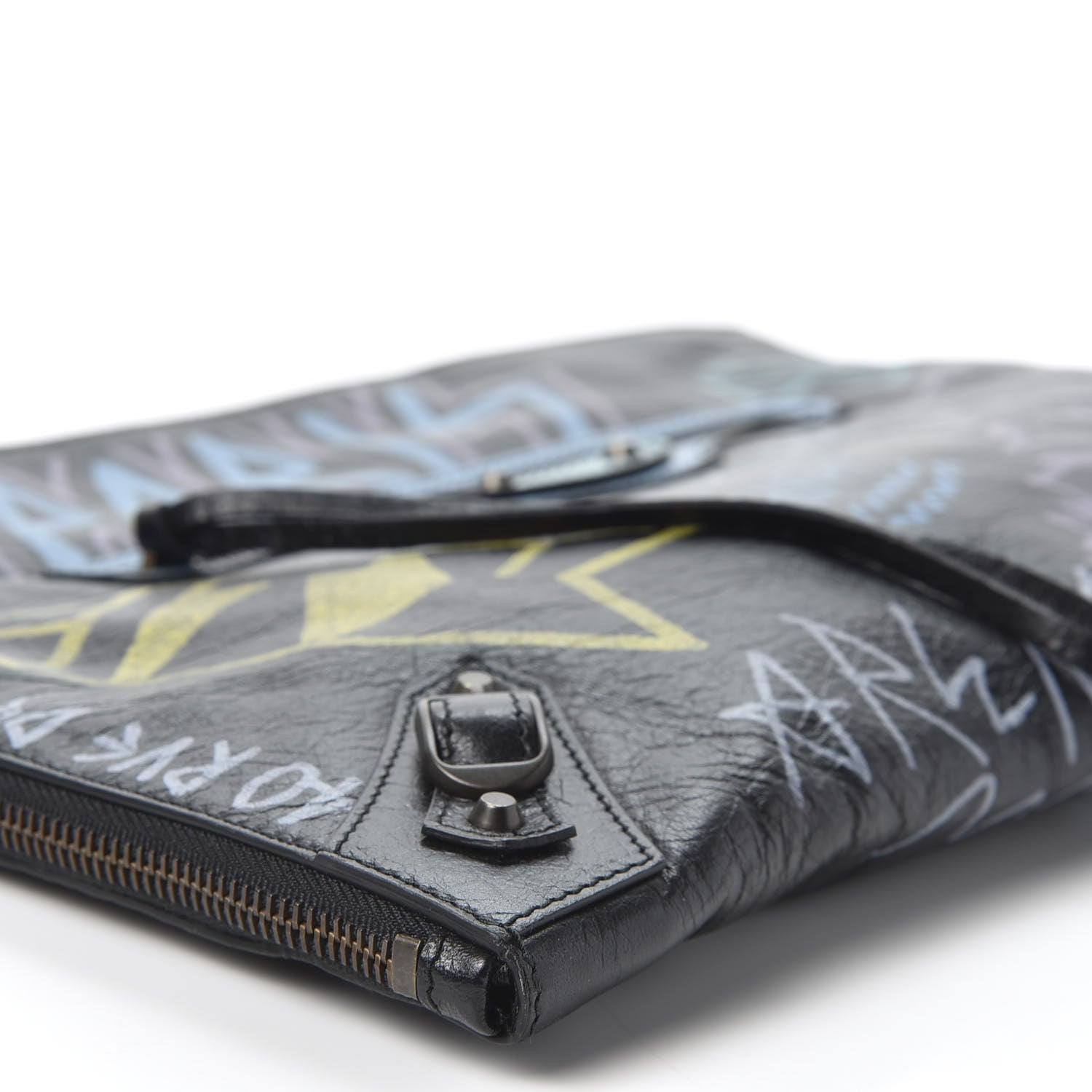 Balenciaga Agneau Classic Hardware Graffiti Small Pouch Black Multicolor 5 of 8