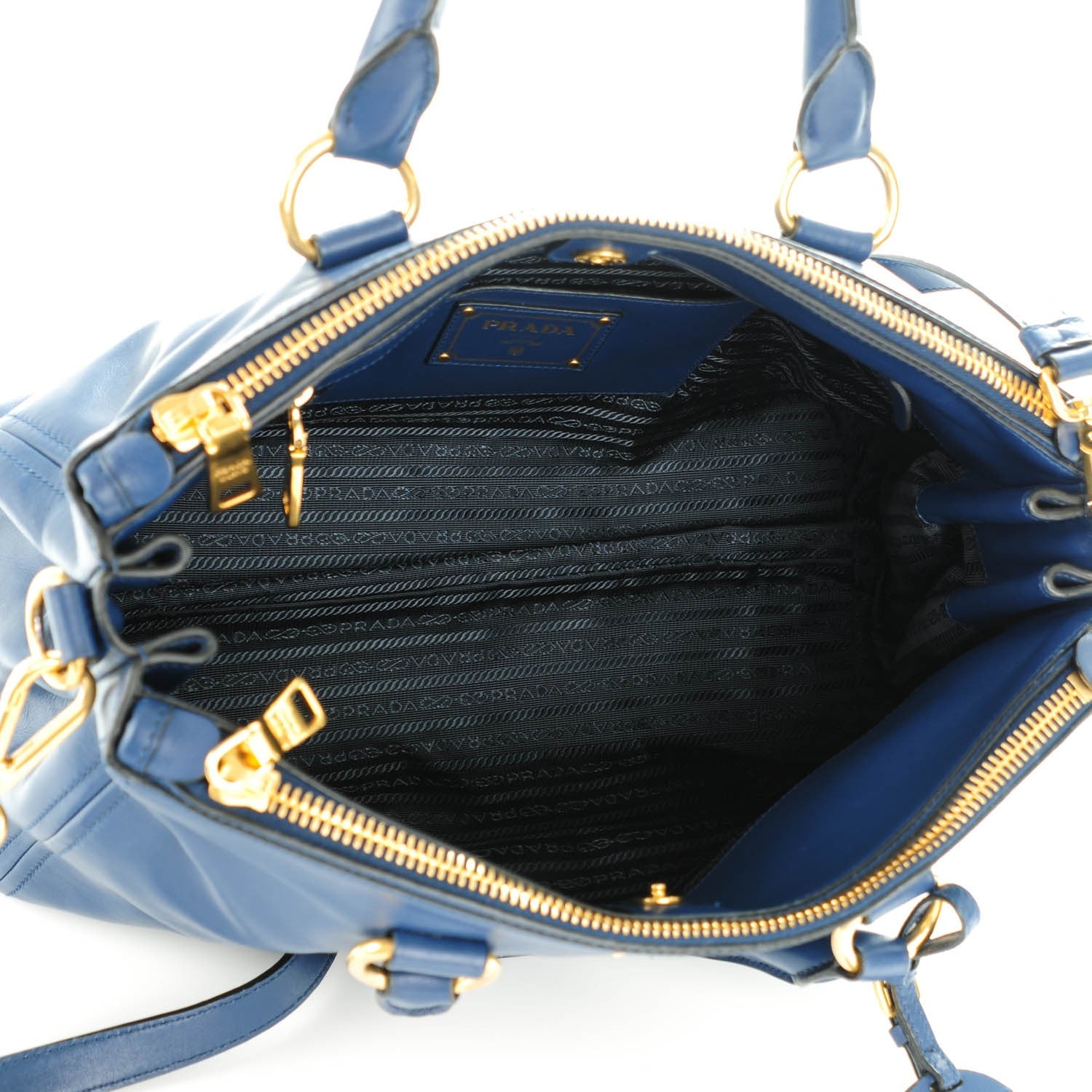 Prada Soft Calf Double Zip Shoulder Bag Bleuette 5 of 8