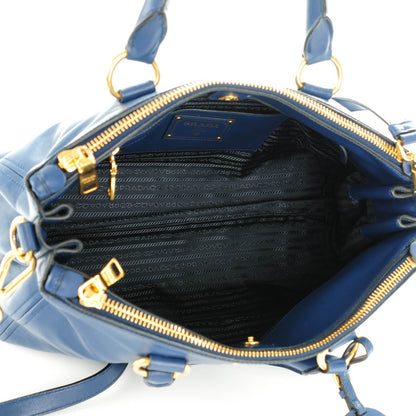 Prada Soft Calf Double Zip Shoulder Bag Bleuette 5 of 8