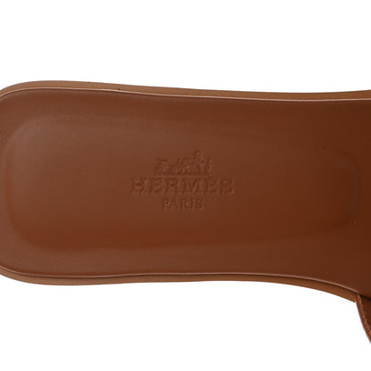 Hermes Box Calfskin Oran Sandals 37.5 Gold 7 of 13