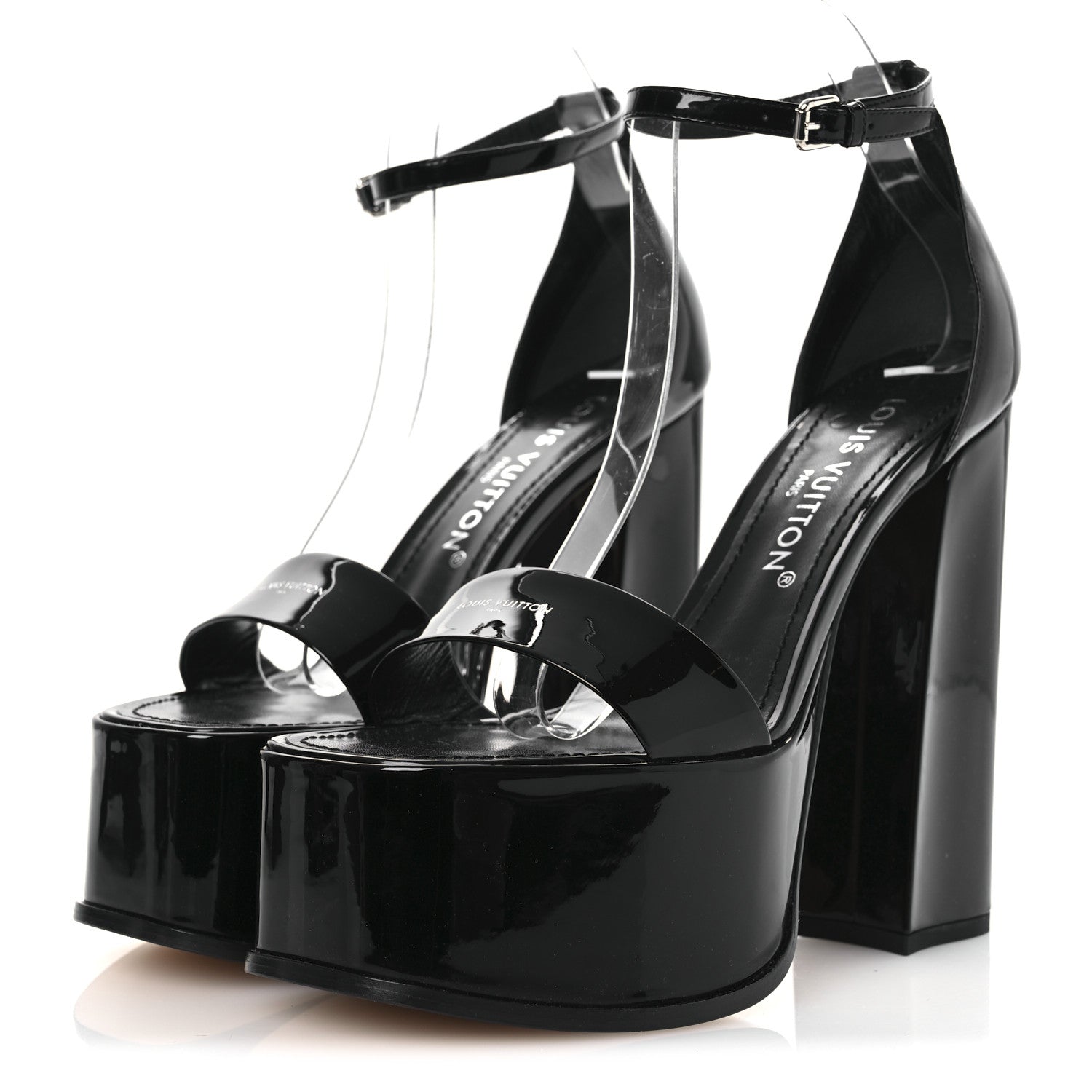 Louis Vuitton Patent Calfskin Fame Platform Sandal 39 Black 4 of 13