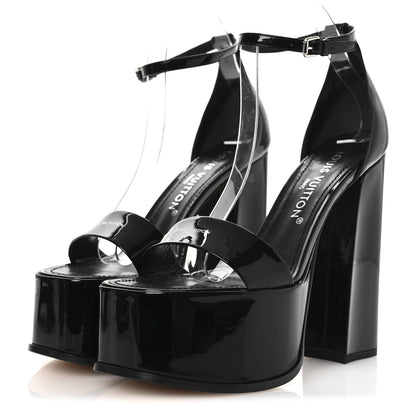 Louis Vuitton Patent Calfskin Fame Platform Sandal 39 Black 4 of 13