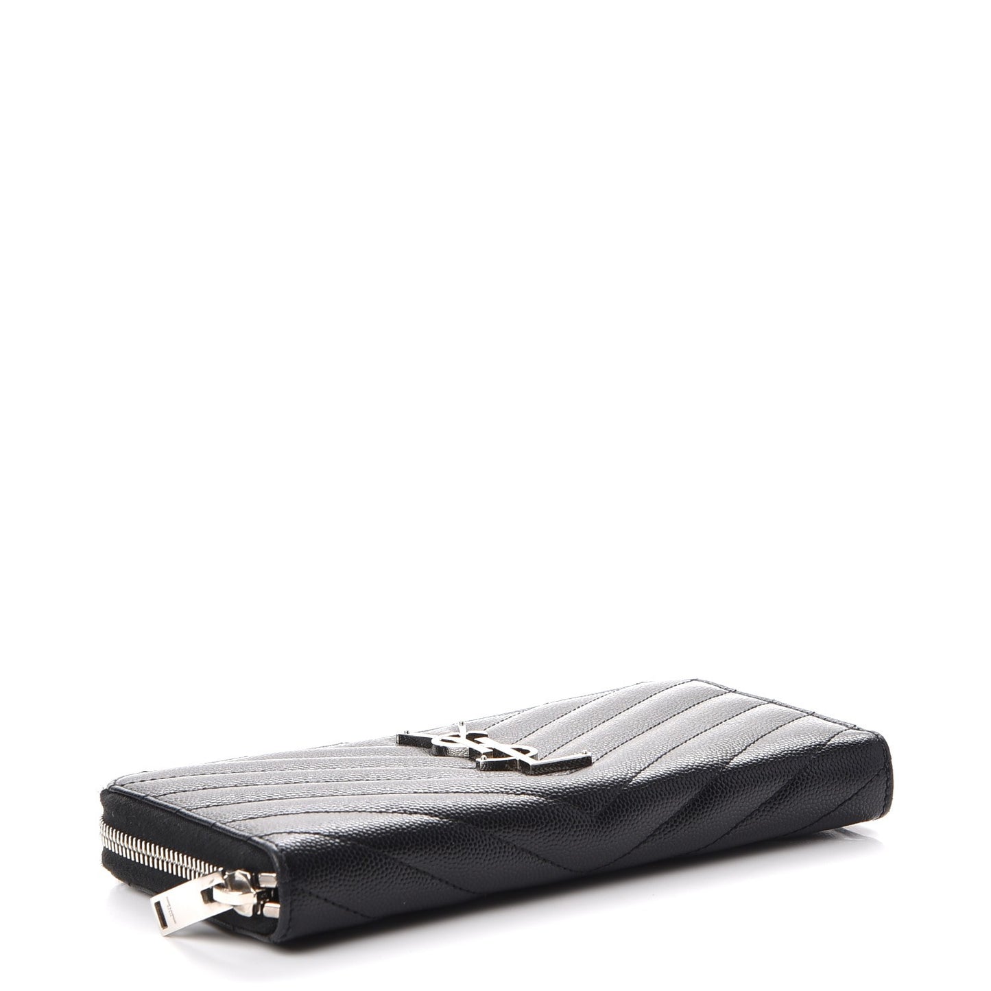 Grain De Poudre Matelasse Chevron Monogram Zip Around Wallet Black