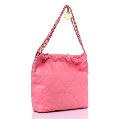 Chanel Shiny Calfskin Quilted Small Chanel 22 Coral Pink 2 of 6