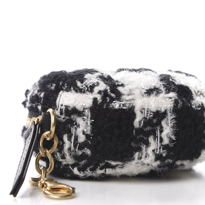 Chanel Tweed Shearling Quilted Coin Purse Ecru Black 7 of 8