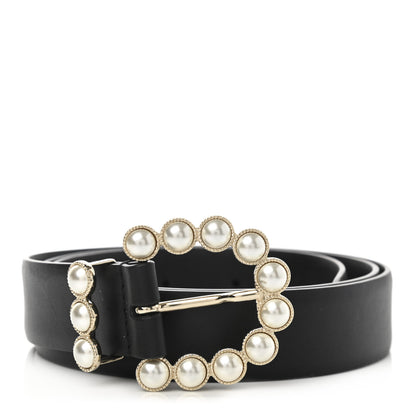 Chanel Calfskin Pearl Belt 85 34 Black 1 of 6