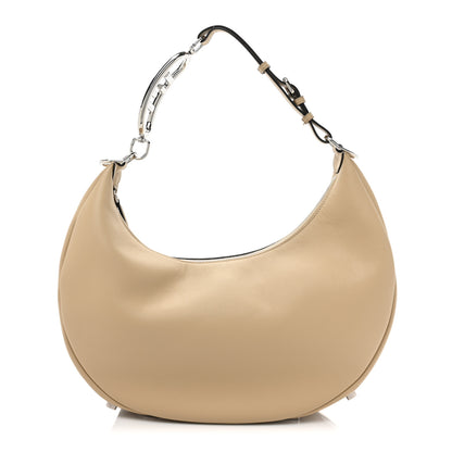 Fendi Vitello Grace Matte Metal Handle Medium Fendigraphy Hobo Bag Beige Amido 1 of 9