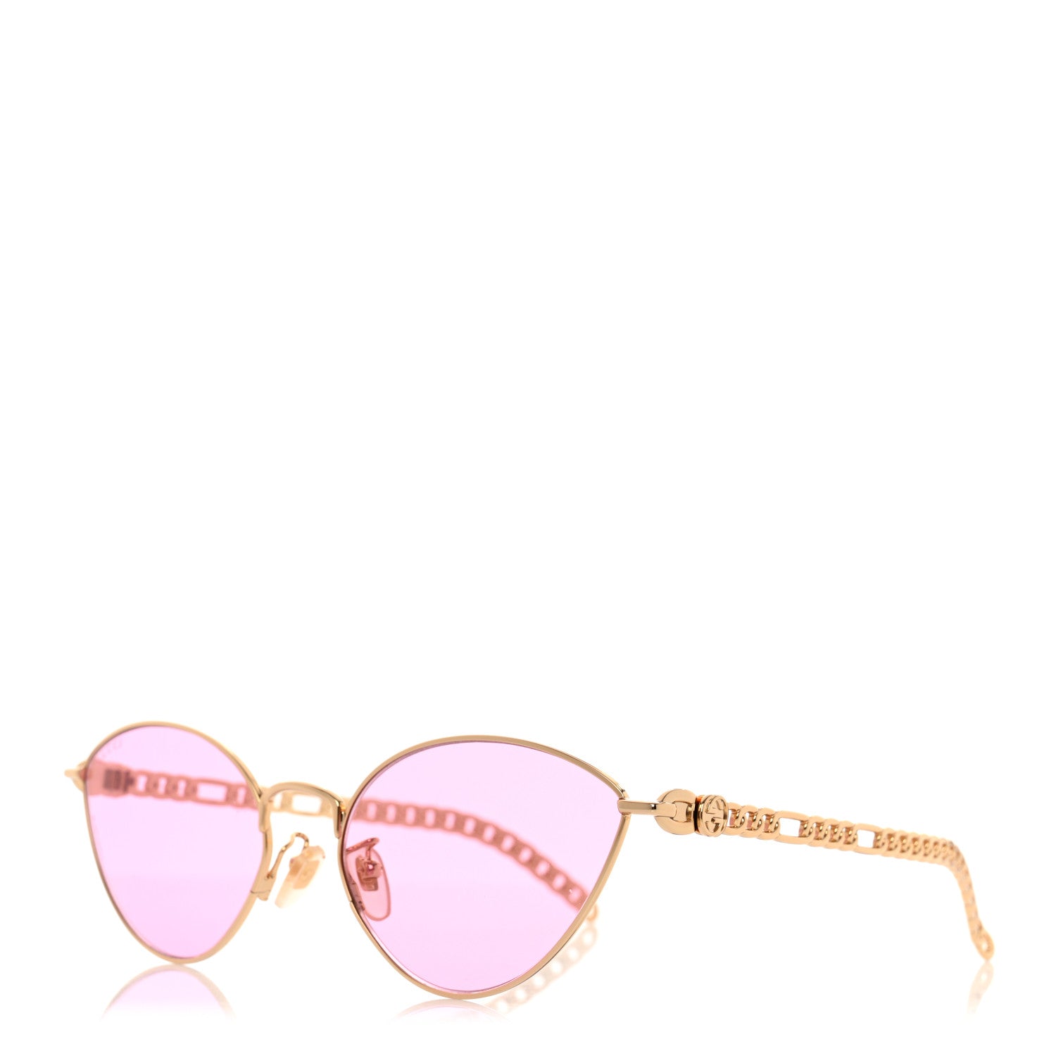 Gucci Metal Chain Cat Eye GG0977S Sunglasses Havana Pink 1 of 7