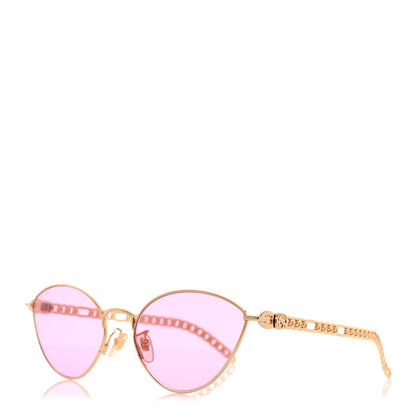 Gucci Metal Chain Cat Eye GG0977S Sunglasses Havana Pink 1 of 7