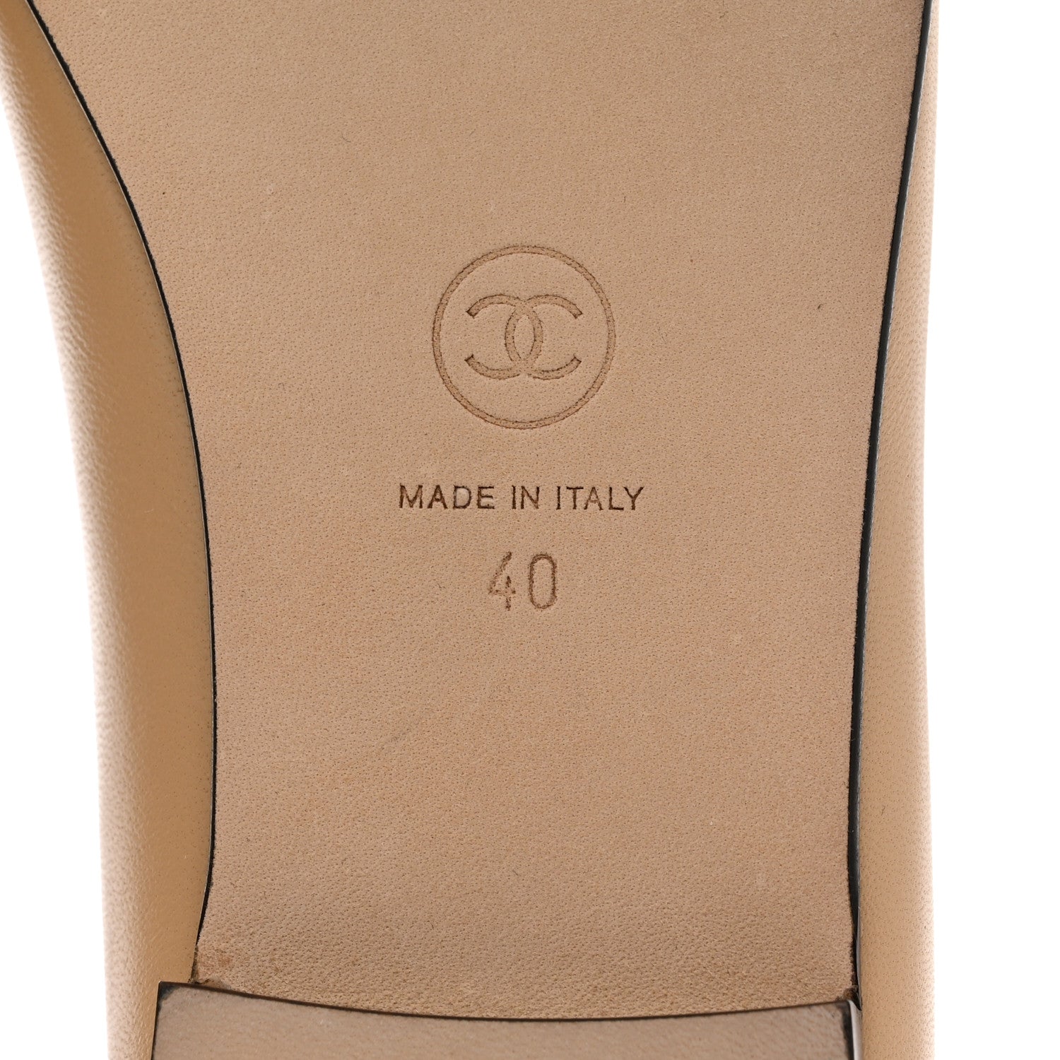 Chanel Lambskin Cap Toe CC Ballerina Flats 40 Beige Black 8 of 9