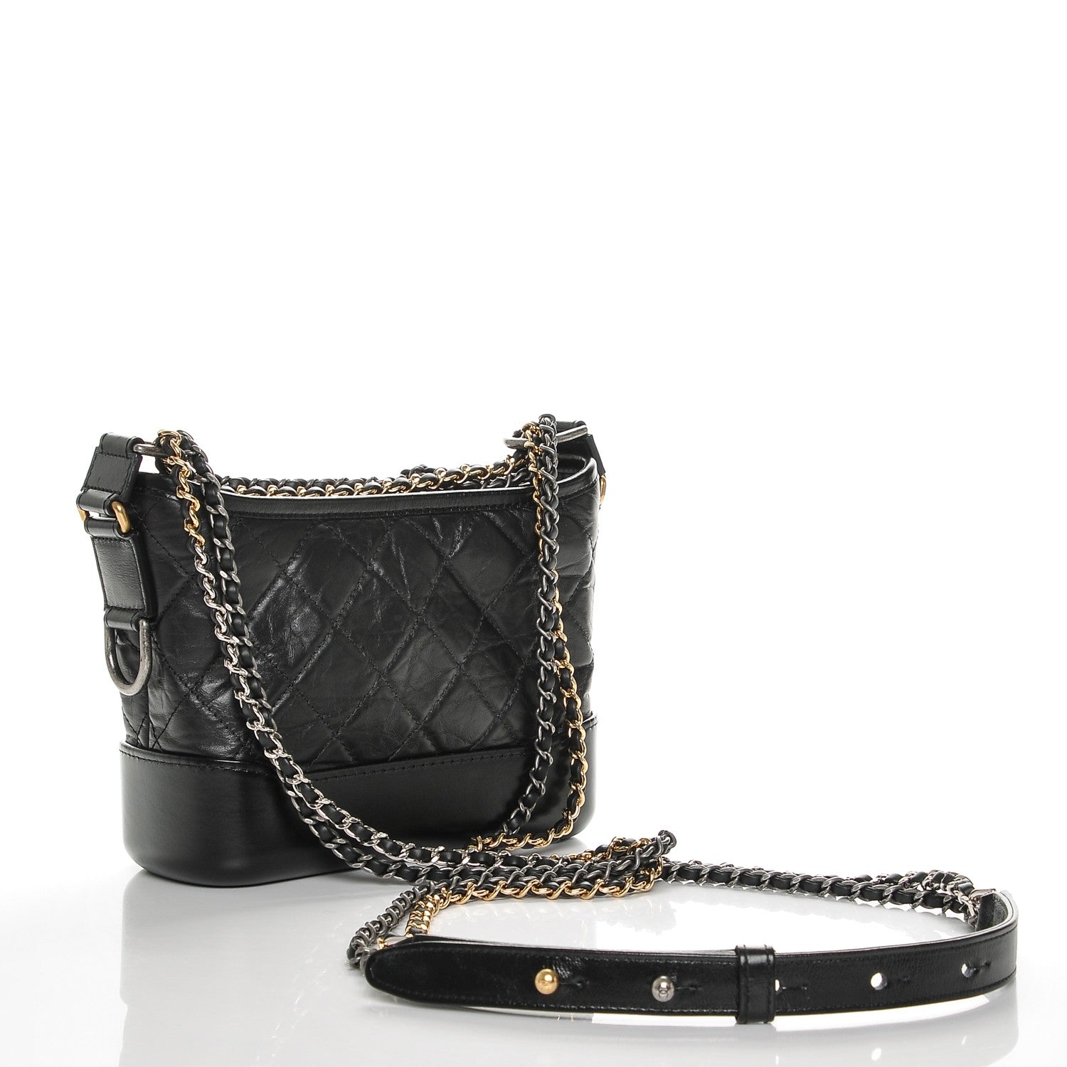 Chanel Aged Calfskin Quilted Small Gabrielle Hobo Black 3 of 7