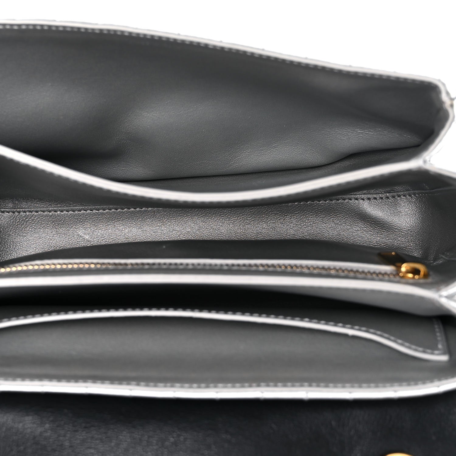 Celine Calfskin Quilted Medium C Bag Silver Black 6 of 14