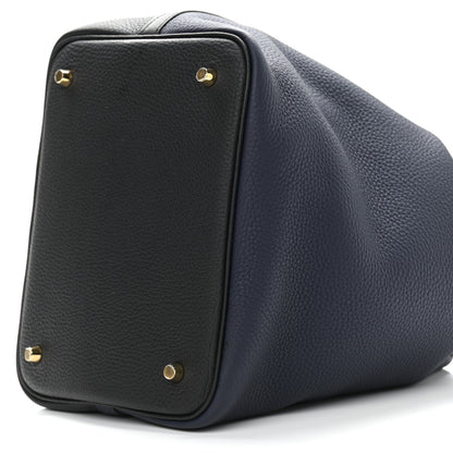 Hermes Taurillon Clemence Casaque Picotin Lock 22 MM Bleu Nuit Black Blue Frida 9 of 9