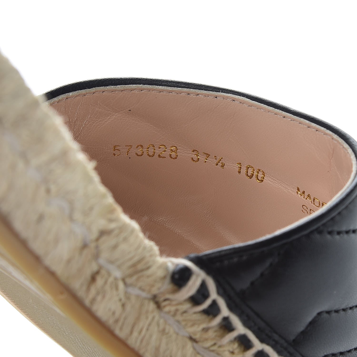 Gucci Nappa Matelasse GG Marmont Espadrille Slide Sandals 37.5 Black 7 of 9