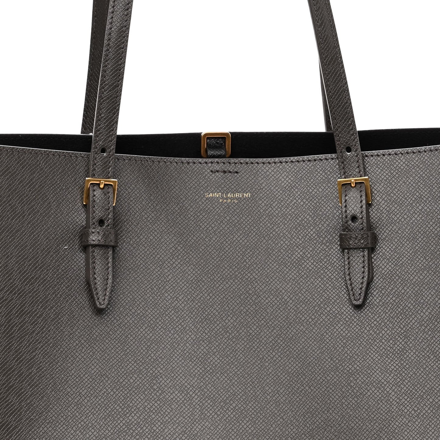 Grained Calfskin Large Shopping Tote Warm Taupe Black