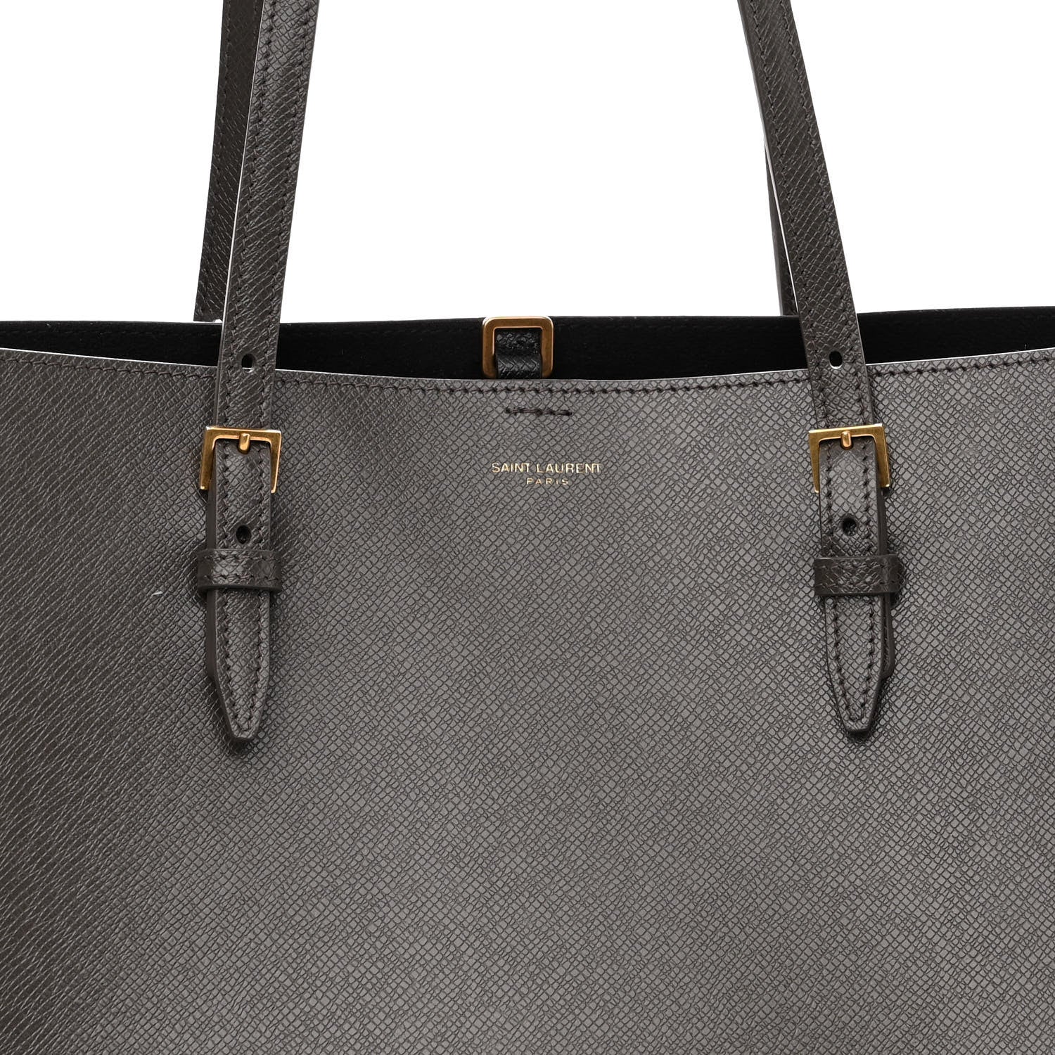 Saint Laurent Grained Calfskin Large Shopping Tote Warm Taupe Black 8 of 11