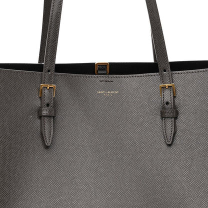 Saint Laurent Grained Calfskin Large Shopping Tote Warm Taupe Black 8 of 11