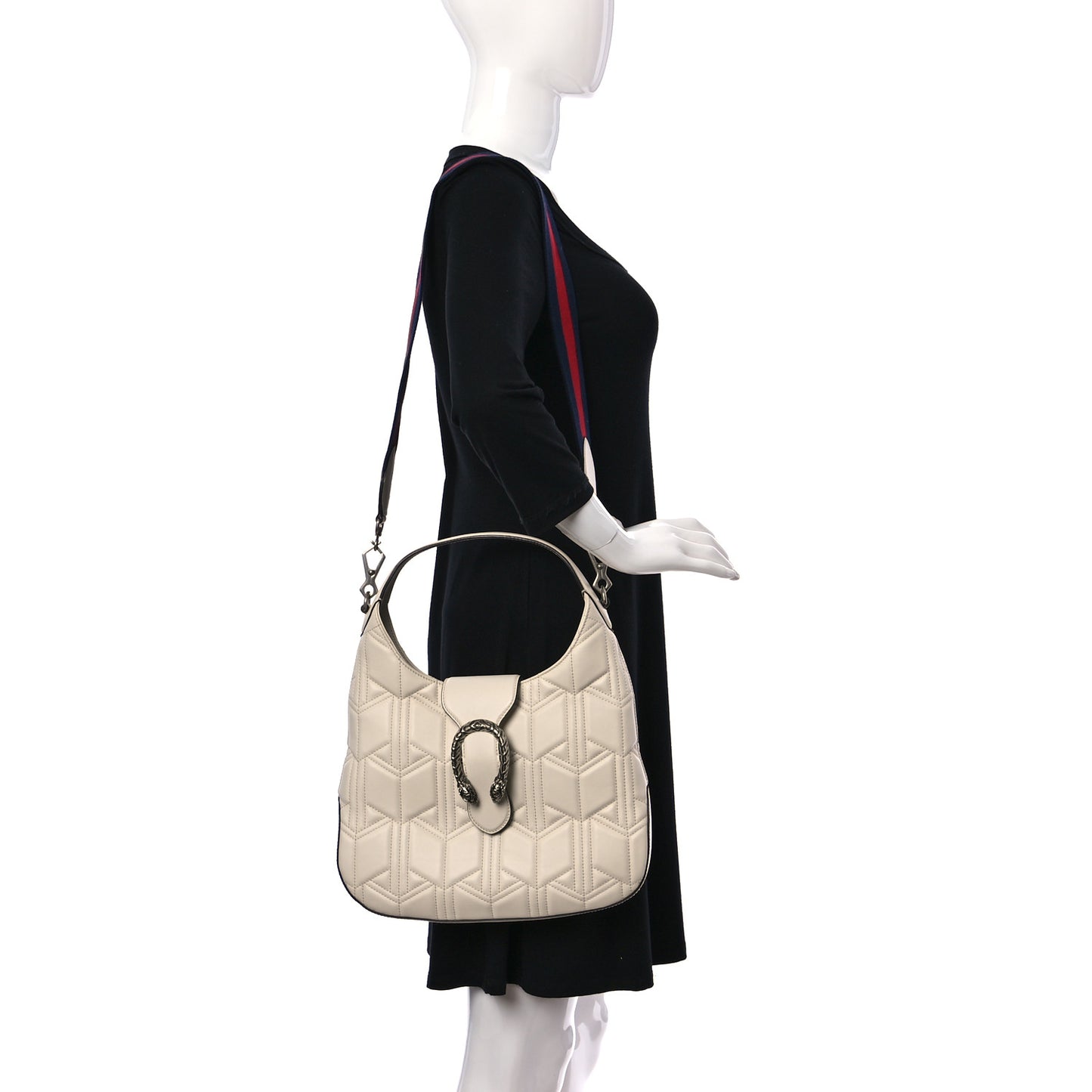 Calfskin Web Quilted Small Dionysus Hobo White