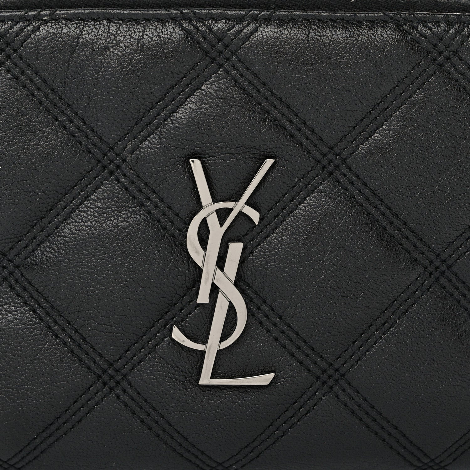 Saint Laurent Grained Lambskin Quilted Mini Becky Double Zip Bag Black 8 of 12