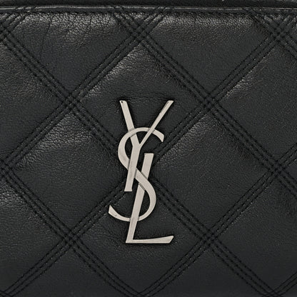Saint Laurent Grained Lambskin Quilted Mini Becky Double Zip Bag Black 8 of 12