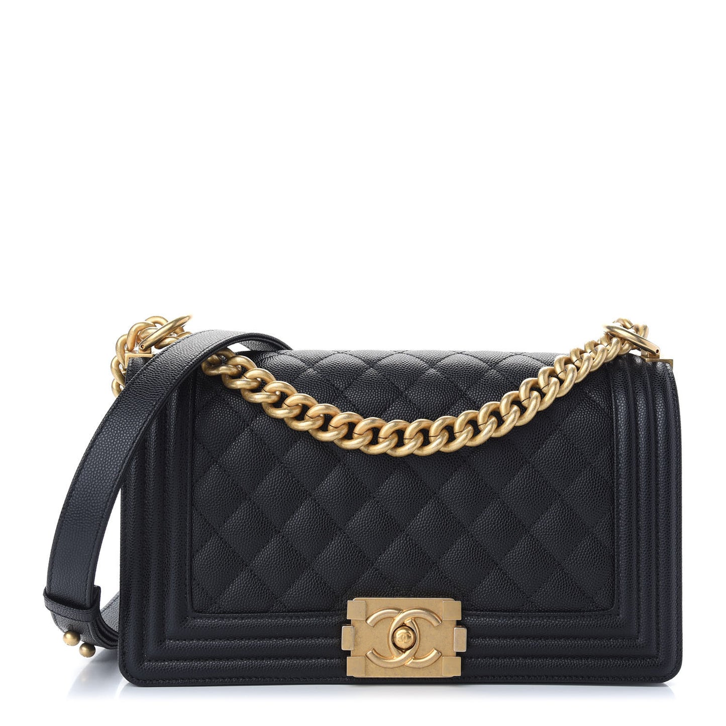 Caviar Quilted Medium Boy Flap Black