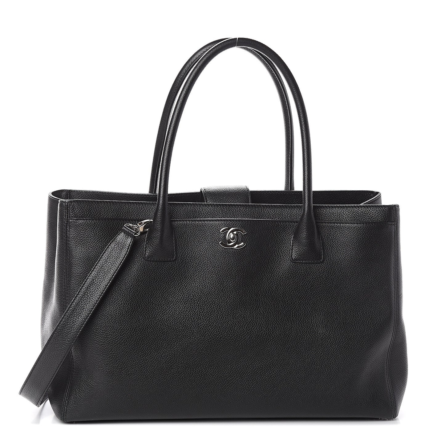 Calfskin Cerf Executive Shopper Tote Black