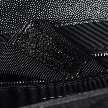 Saint Laurent Grain De Poudre Textured Mixed Matelasse Large Triquilt Monogram Monochrome Satchel Black 9 of 11