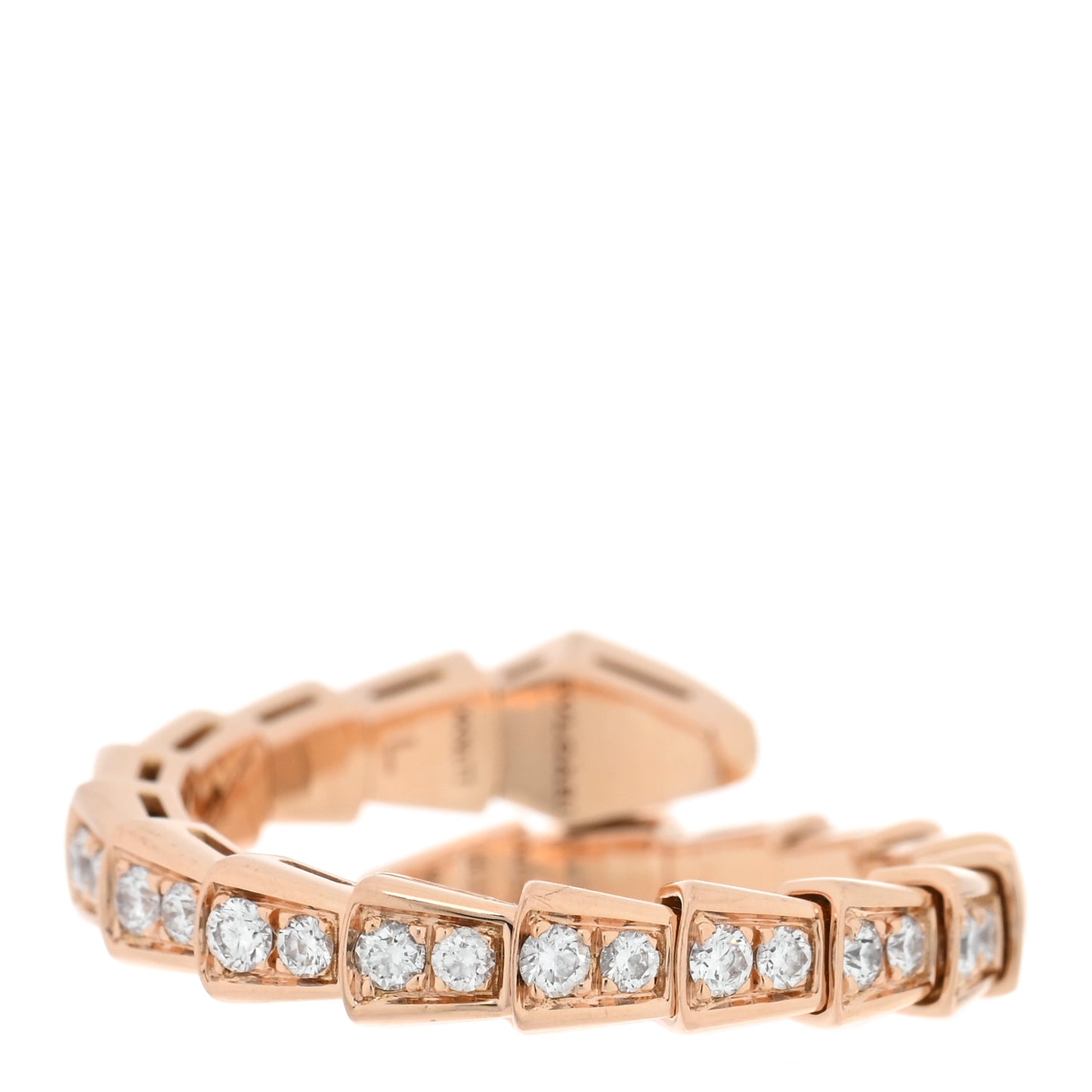 18K Rose Gold Diamond Serpenti Viper Pave Ring L