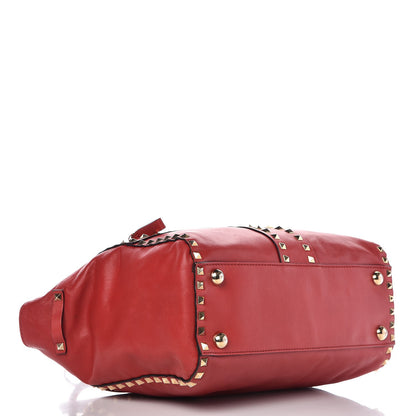 Valentino Garavani Calfskin Rockstud Top Handle Satchel Rosso Valentino 5 of 18