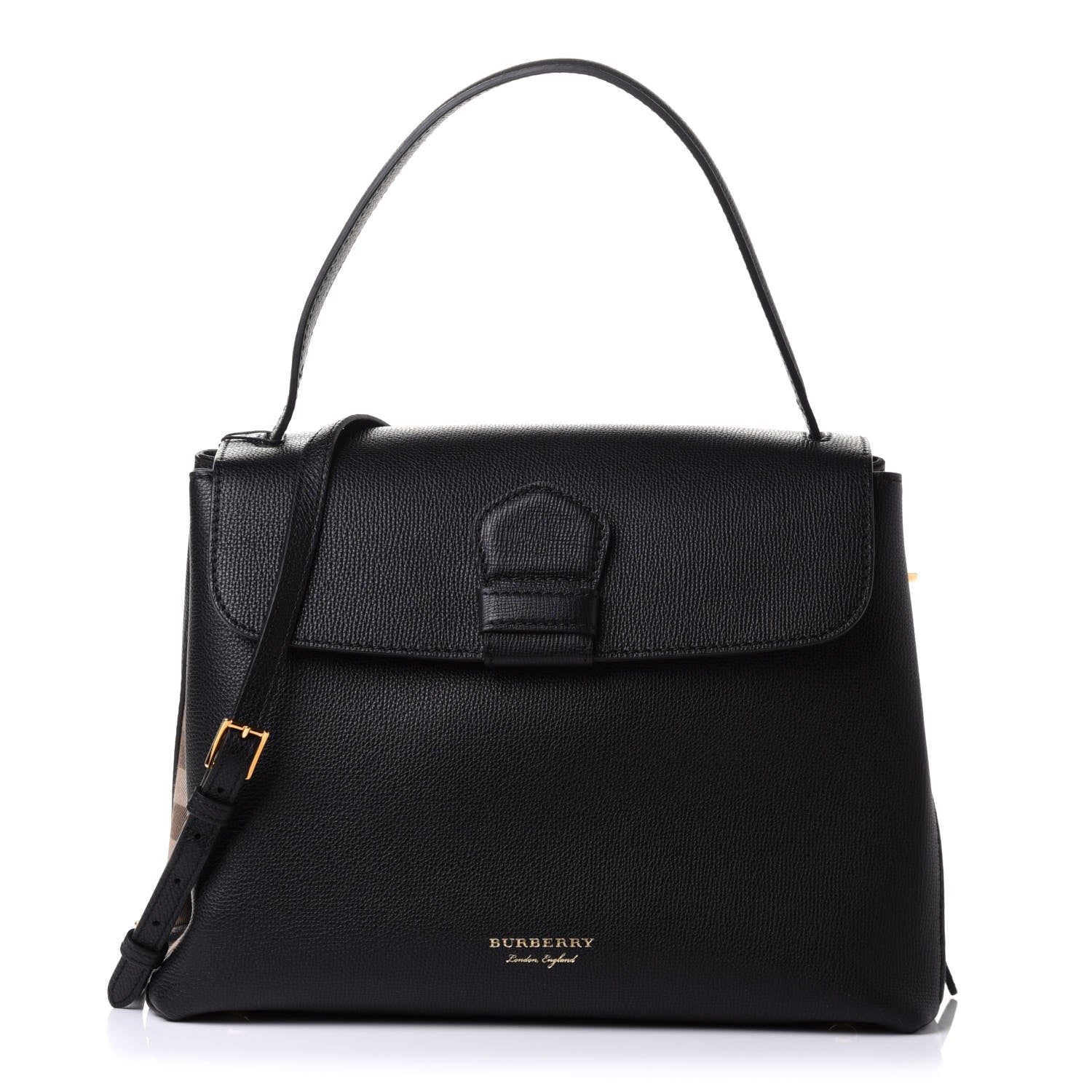 Burberry Derby Calfskin House Check Medium Camberley Black 1 of 11