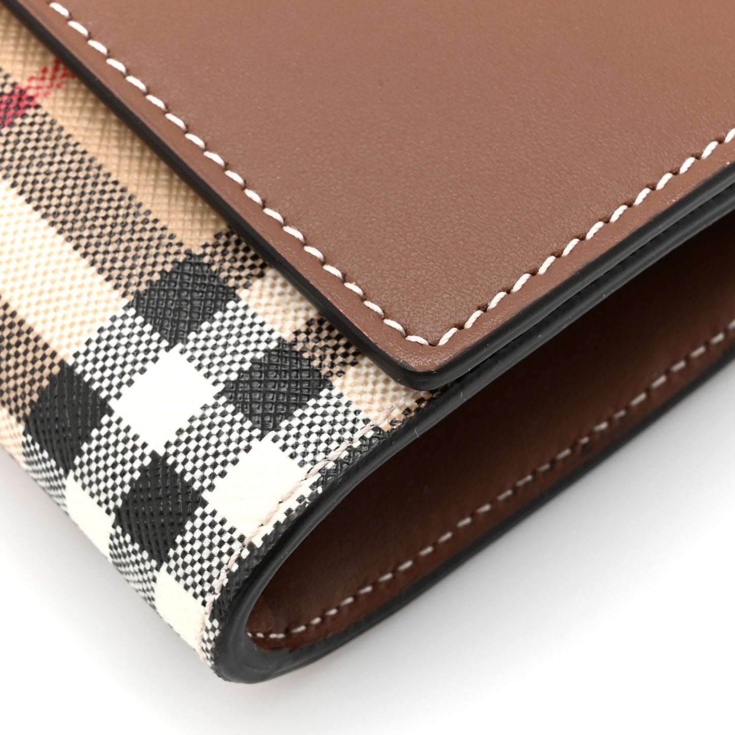 Vintage Check Grain Calfskin Halton Wallet Tan